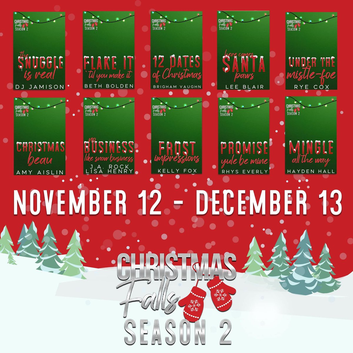 I’ll be in Christmas Falls this Nov. 12-Dec. 13! Will you be joining me and my awesome author friends? The pre-orders are up! 

Find them at  buff.ly/3TcRBLh 

#ChristmasFallsSeries #MMRomance #MMHolidayRomance #MMChristmasRomance #LGBTQRomance #MMComingSoon
