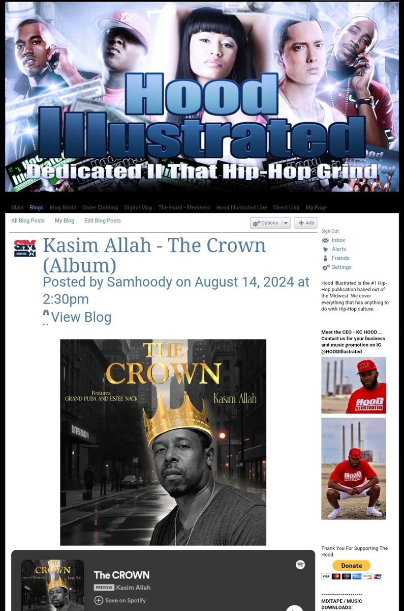 Fresh on <a href="/HoodIllustrated/">KC- Publisher</a> The God MC releases " The Crown 👑 " <a href="/kasallday/">Kasim Allah</a> hoodillustrated.ning.com/profiles/blogs…