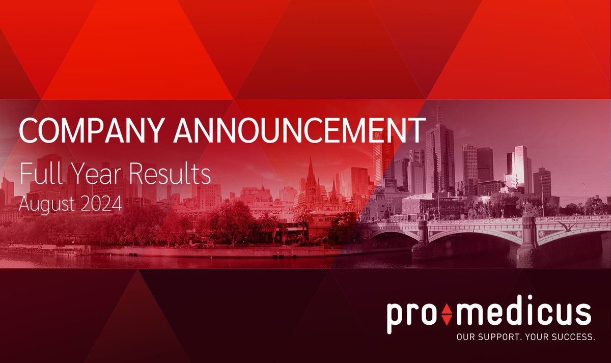 Pro Medicus announces full-year (FY 2024) results hubs.la/Q02LlRx80 #Visage7 #CloudPACS #SaaS #PlatformForTheFuture #PoweredBySpeed <a href="/Visage_Imaging/">Visage Imaging</a>
