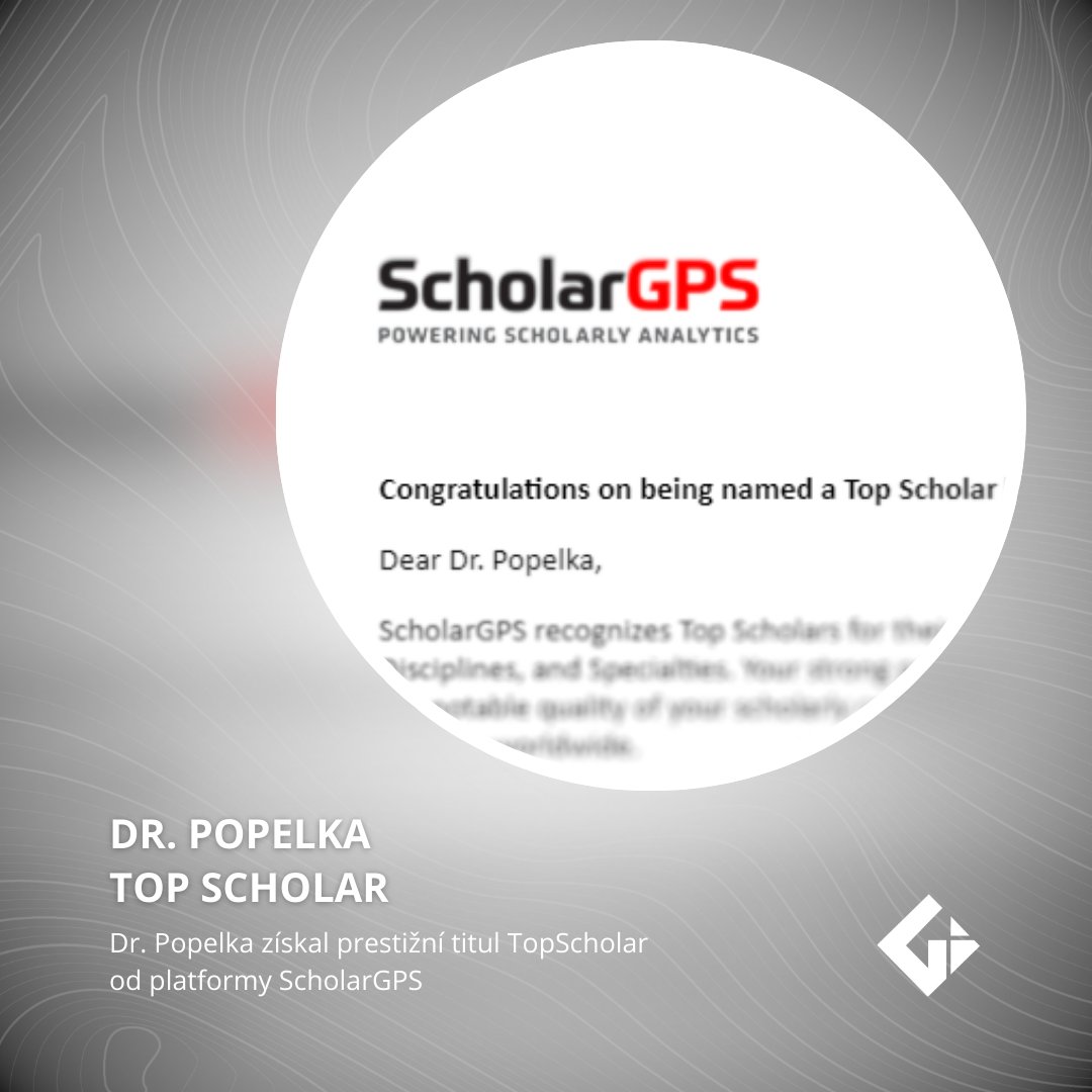 Dr Popelka from our department has been honoured with the prestigious TopScholar title by the ScholarGPS platform, which recognizes scientists' outstanding achievements in their fields. He has ranked among the top 0.5% of scientists worldwide. Congratulations!