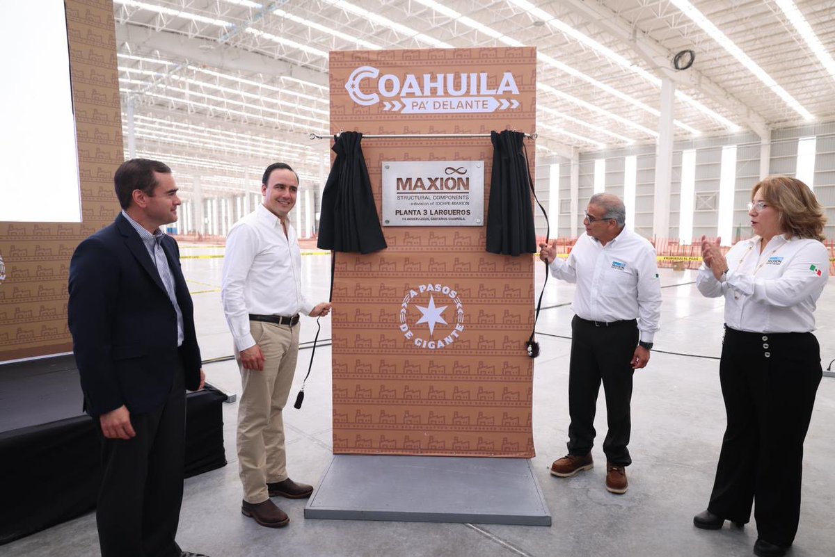 manolojim's tweet photo. ¡Estamos aprovechando al máximo el nearshoring! Nos dio mucho gusto anunciar en la región Centro-Desierto la expansión de la empresa de proveeduría automotriz Maxion Structural Components (1/3) https://t.co/WV9qW2PTFX