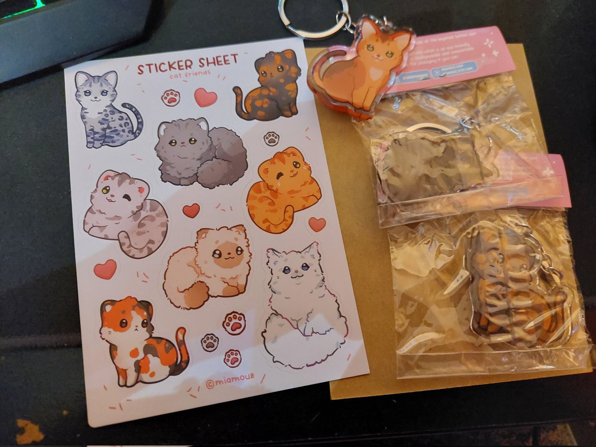 Kickstarter von <a href="/Miamouz/">Mia</a> angekommen. Liebe die Katzen wirklich sehr. Zwei Schlüsselanhänger noch eingepackt da es Geschenke sind :)