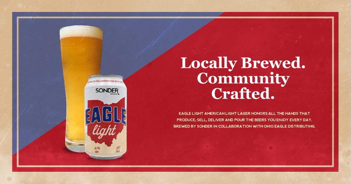 Introducing, Eagle Light! 🍻🦅 Brewed with Ohio Eagle Distributing, this American light lager honors all the hands that produce, sell, deliver and pour the beers you enjoy every day. This crisp and refreshing lager is now available on draft at our Mason &amp; West Chester locations!