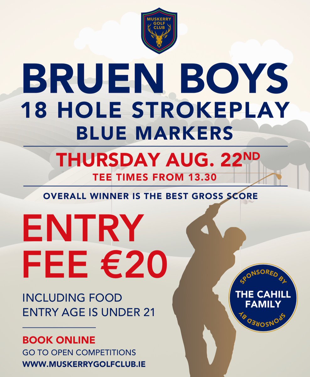 Scratch Cups Ireland (@scratchcups) on Twitter photo **DATE CHANGE**
Muskerry Golf Club
Bruen Boys Strokeplay
€20 - Book Here clubnet.golfgraffix.com/Booking/visito…
<a href="/MuskerryGC/">Muskerry Golf Club</a> #scratchcup #scratchcups **DATE CHANGE**
Muskerry Golf Club
Bruen Boys Strokeplay
€20 - Book Here clubnet.golfgraffix.com/Booking/visito…
<a href="/MuskerryGC/">Muskerry Golf Club</a> #scratchcup #scratchcups
