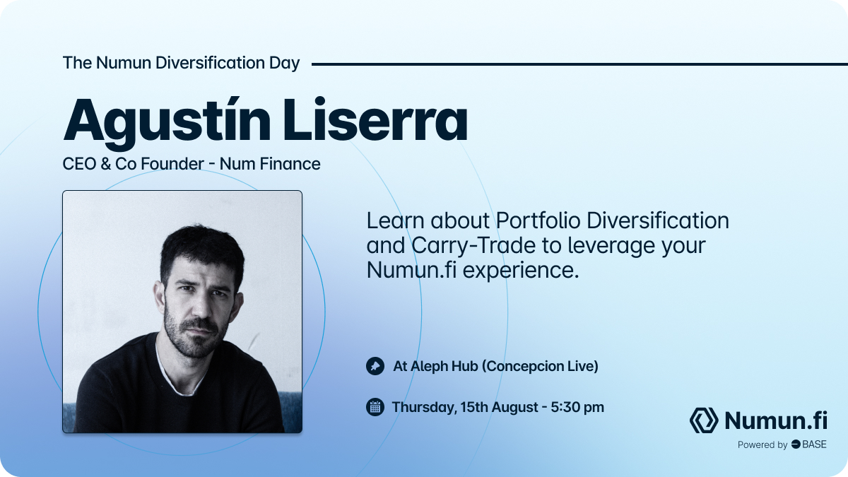 Get ready for Numun Diversification Day at <a href="/crecimientoar/">Crecimiento 🌞</a>! 

We’re excited to welcome <a href="/LiserraAgustin/">Agustin Liserra</a>, CEO &amp; Co-Founder of Num Finance, as one of the speakers.

Sessions start tomorrow at 5:30 PM at the Aleph Hub Amphitheatre.

Register now: aleph.sola.day/event/detail/8…