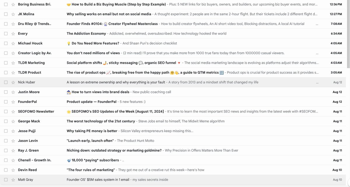 I receive 20+ newsletters every day

I want to read them all but I don't have time to read them individually.

So, I want to build a tool that summarises your favorite newsletters for you to save your time and make you more intelligent

Join the waitlist - road-cheat.unicornplatform.page/crushit/
