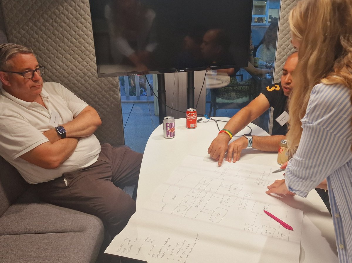 OnThePeiroll's tweet image. At #LDNArcs meetup, Team4™ trying to figure out how many business units and tenants for the 5 global brands of BrillianTech™ marketing challenge.

Is Commerce Cloud in the picture??
@RichClark808 mulling over the architecture implications.

Learning lots @LDNArcs!