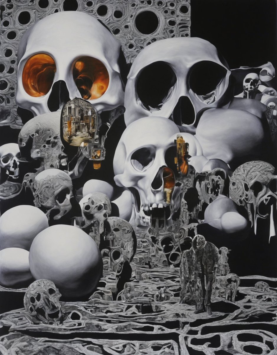 aam001a's tweet image. Wk 13 - Candidate 11 : Echoes of Mortality #SurrealArt
#Mortality #MacabreArt #SkullArt
