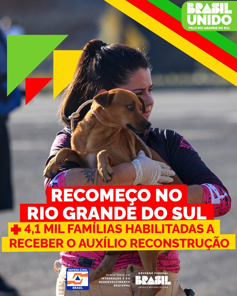 midregional's tweet image. Juntos por um novo #começo! 💪

🏠 Mais 4,1 mil famílias foram aprovadas no Auxílio Reconstrução e estão aptas para receber a parcela única de R$ 5.100.

🦺 Cerca de R$ 1,7 bilhão já foi disponibilizado pelo Governo Federal, beneficiando 333,7 mil famílias. Os pagamentos seguem