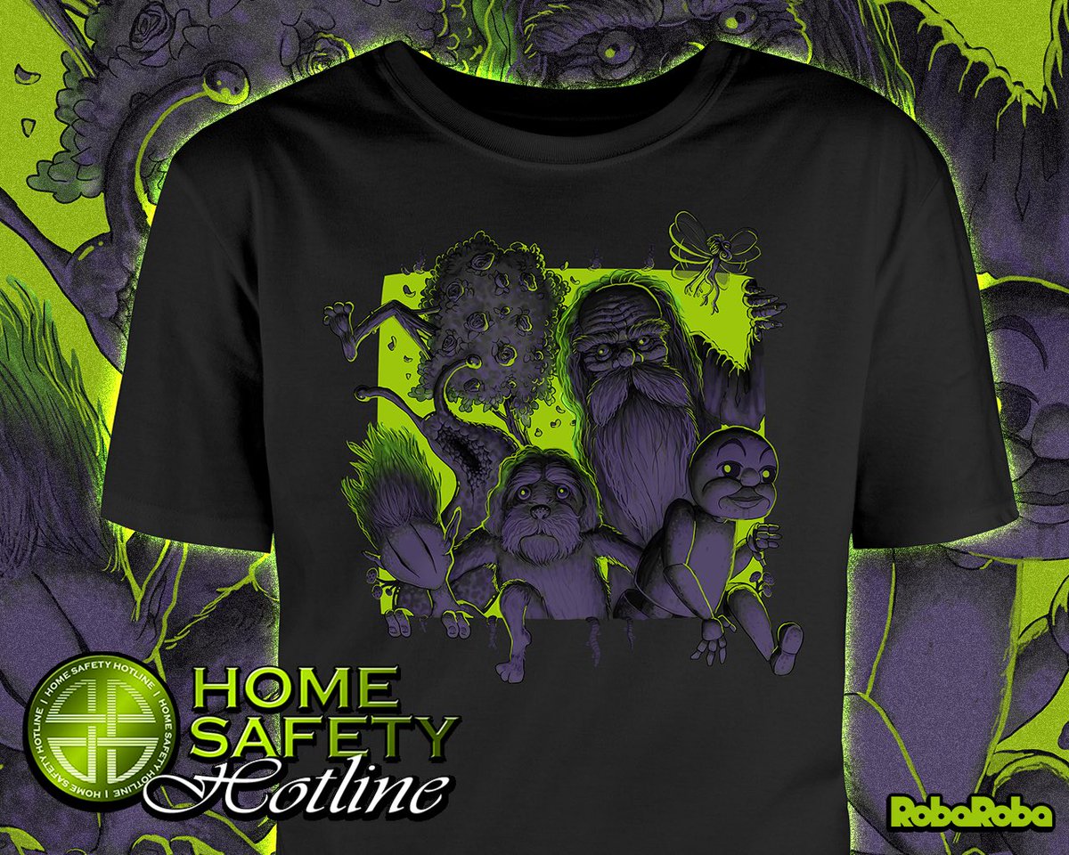 Our new Home Safety Hotline merch is available now!! 🍀😈

Through our friends at <a href="/RobaMerch/">RobaRoba - Game Merch For All</a>!

➡️robaroba.gg/collections/ap…