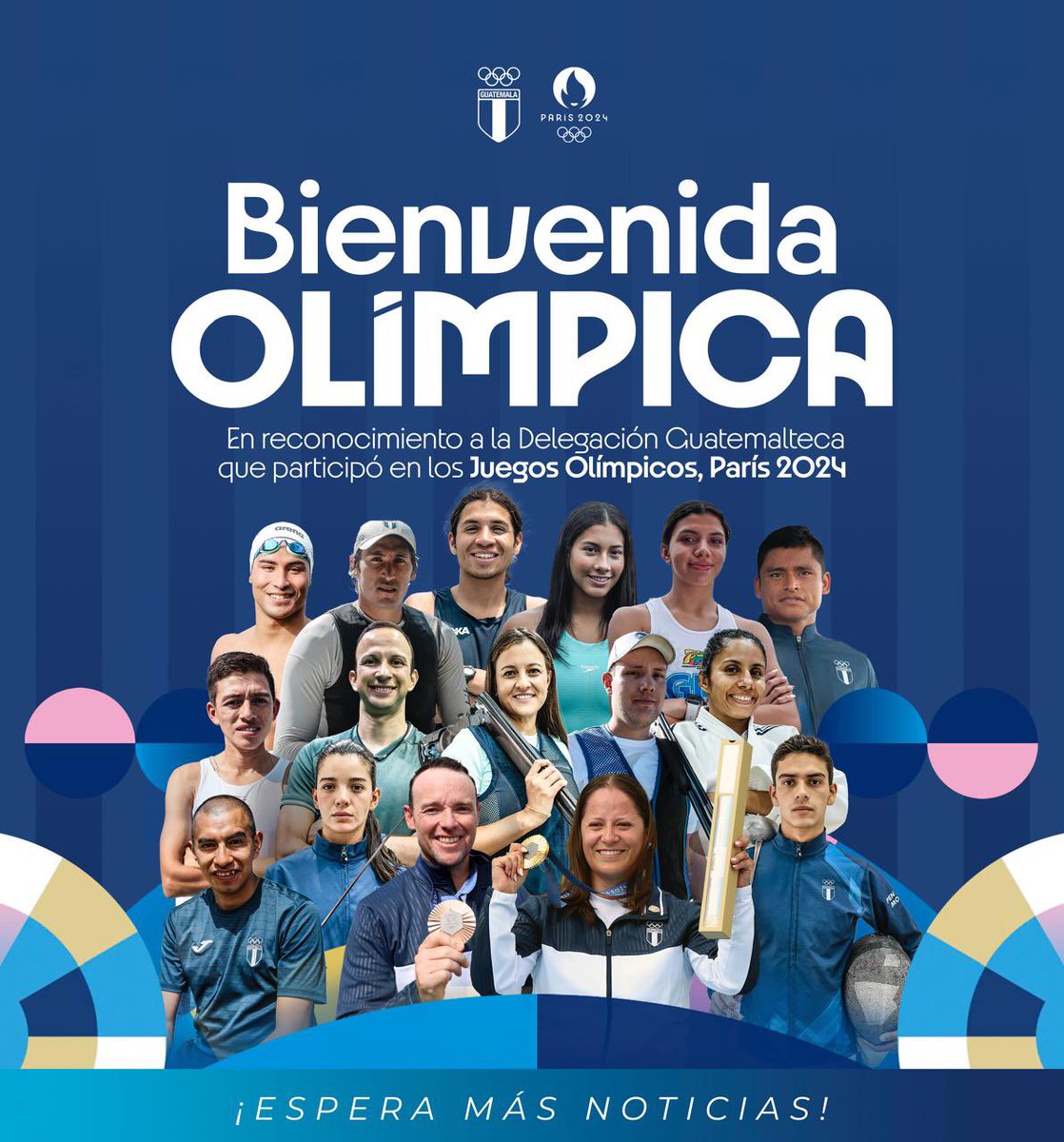 🇬🇹🔜 ¡Bienvenida olímpica! Nos estamos preparando para recibir a la delegación guatemalteca participante en los #JuegosOlímpicos  de #Paris2024 .

📲 Mantente atento a nuestras redes sociales 👀

#GuatemalaEnParís2024