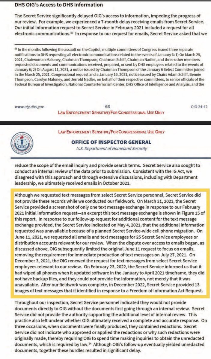 jack_hikuma's tweet photo. Jack🇺🇸トランプ速砲💥🚨【速報】⚠️🚨🫵💥バイデン／マヨルカスDHS（国土安全保障省）がJ6調査を大幅に妨害したことをDHS IGが報告書で確認された。

全ての メールは削除され、シークレットサービス元長官（暗殺未遂事件で辞任した）キム・チートルを含むと思われる議事堂絡み高官達の携帯電話の通信記録など証拠は全て消去され隠滅されていたことも確認された。

そして、残念だがデータは復元されなかった。
民主党側の連中はいつもこの手を使ってきた（ヒラリーなど都合が悪い証拠は破壊する）
👇続く
#トランプ大統領
#J6議事堂事件の真相
#J6委員会のでっち上げ
#民主党は常に記録を改竄もしくは破壊し隠蔽する