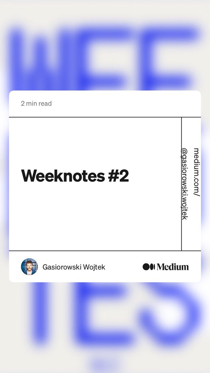 wojototo's tweet image. “Weeknotes #2” by Gasiorowski Wojtek
medium.com/@gasiorowski.w…