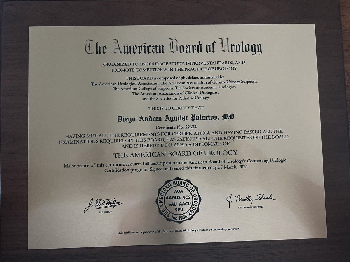 Diego Aguilar Palacios MD (@dap_urology) on Twitter photo AUA board certified ✅ Grateful with all mentors and professors at <a href="/CleClinicUro/">Cleveland Clinic Urology</a> AUA board certified ✅ Grateful with all mentors and professors at <a href="/CleClinicUro/">Cleveland Clinic Urology</a>