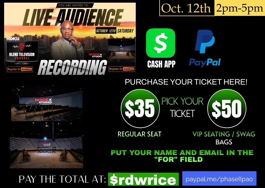Leadershipblend's tweet image. This weekend, get with your communities and get your early bird tickets! I'm planning to make history and go Ole skool talk show! Come support and be apart of my first live audience recording! It's gonna be a live recording for my TV channel (The Blend Television Channel on Roku)