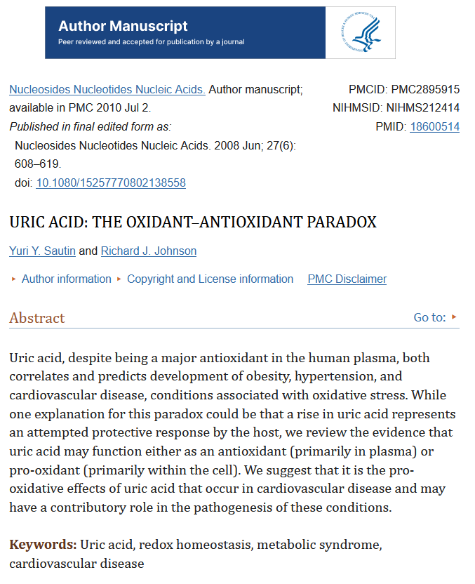Jaeson Velasco (@jaesonv) on Twitter photo <a href="/stopvaccinating/">Larry Cook</a> <a href="/MdBreathe/">Mary Talley Bowden MD</a> Uric acid has antioxidant properties!
Humans lost the ability to produce Vitamin C, but uric acid stepped in as replacement.
High insulin levels from certain foods and drinks can lead to inflammation. Ditch cheap Seed oils and ultra-processed foods, the gout issue goes away. <a href="/stopvaccinating/">Larry Cook</a> <a href="/MdBreathe/">Mary Talley Bowden MD</a> Uric acid has antioxidant properties!
Humans lost the ability to produce Vitamin C, but uric acid stepped in as replacement.
High insulin levels from certain foods and drinks can lead to inflammation. Ditch cheap Seed oils and ultra-processed foods, the gout issue goes away.