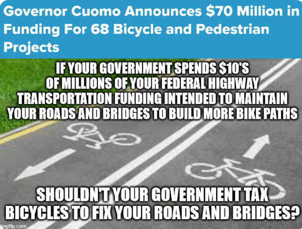 FactsMa02805793's tweet photo. @news4buffalo You shouldn't have pissed all your infrastructure money away on freaking bike paths... ๐
#DemocratCreatedProblems
#DemocratCreatedSolutions https://t.co/4uygQ7osLz