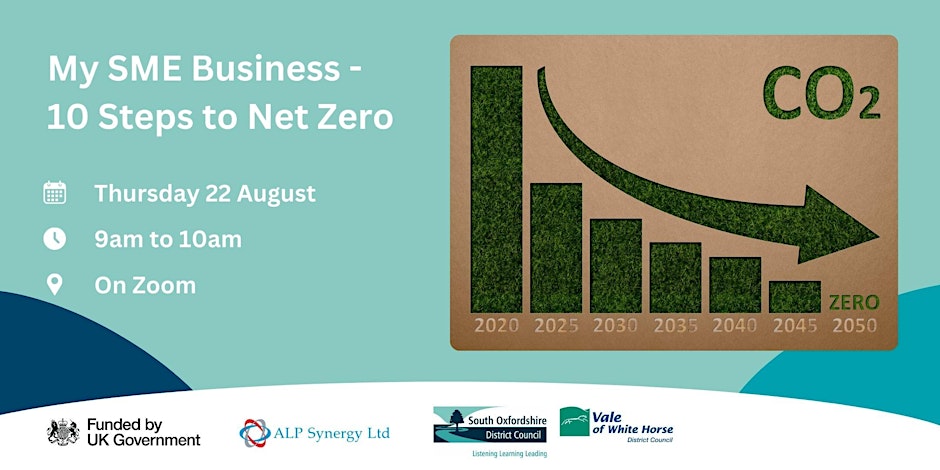 This Thursday, as part of a Decarbonisation Business Support Programme, <a href="/AlpSynergy/">ALP Synergy LTD</a> is hosting a free webinar for South and Vale businesses on the 10 steps to Net Zero.

Get involved and help us to make positive changes!

Register now 👉 tinyurl.com/10StepsNetZero