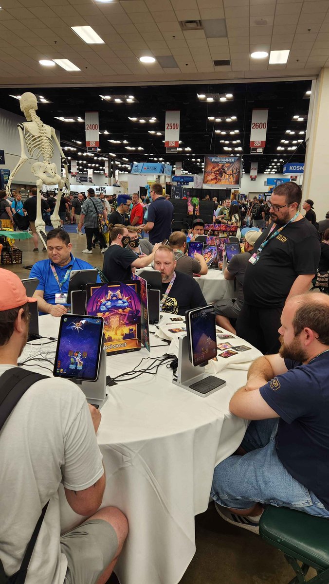 Check out the Once Upon a Galaxy booth at GenCon (it’s near the skeleton / booth 2600)! The open beta is live and the team would love to show you the game 💫 (rogue <a href="/Smdster/">Sam Pardee</a> spotting too)