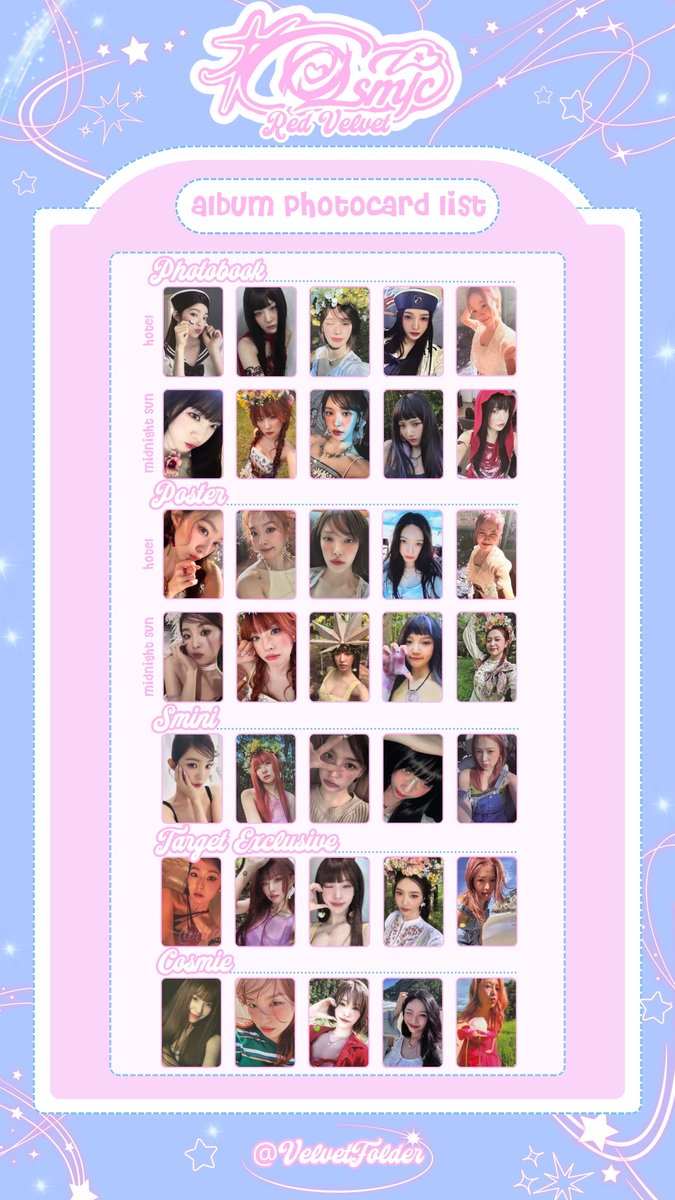 Cosmic] OT5 Album Photocard List ໒꒰ྀི മ ̫ മ ꒱ྀིა