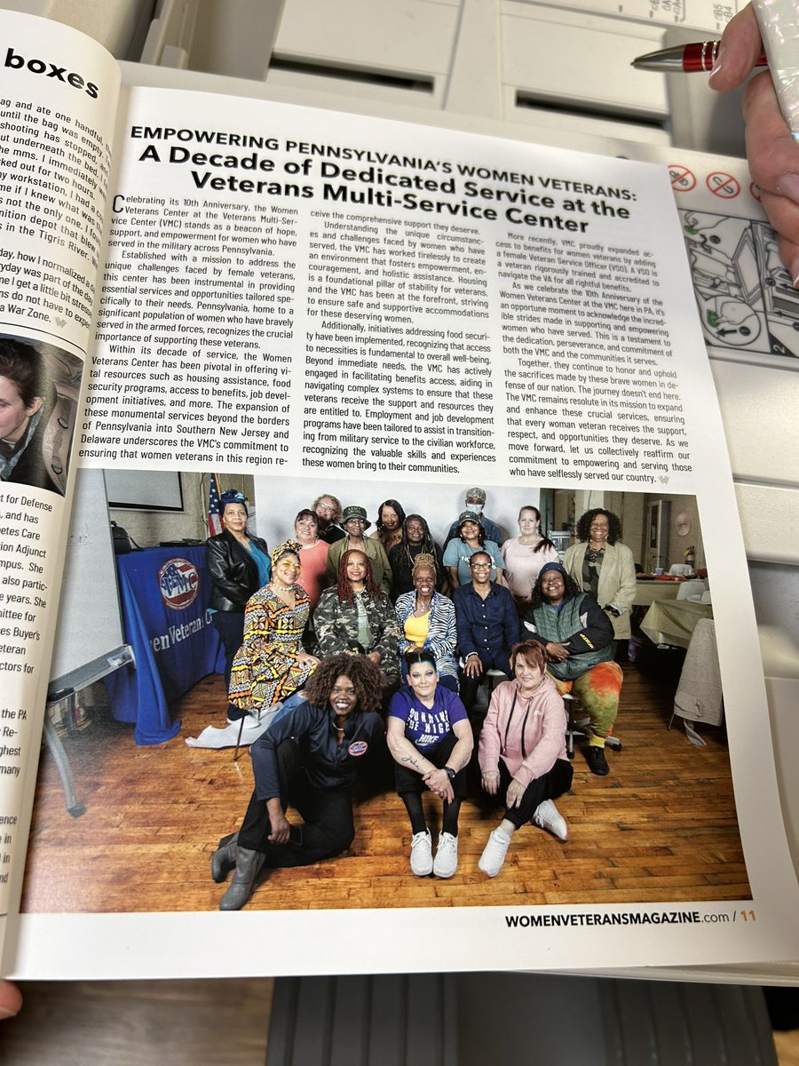 VM_Center's tweet photo. Thanks to Women Veterans Magazine for highlighting 10 years of our Women Veterans Center! And shoutout to Rose McGee, Shymeka Wright and everyone involved in the WVC for making it so welcoming to our women vets!
#womenveterans #philly #veterans #veteranprogram https://t.co/CnZdRzDO34