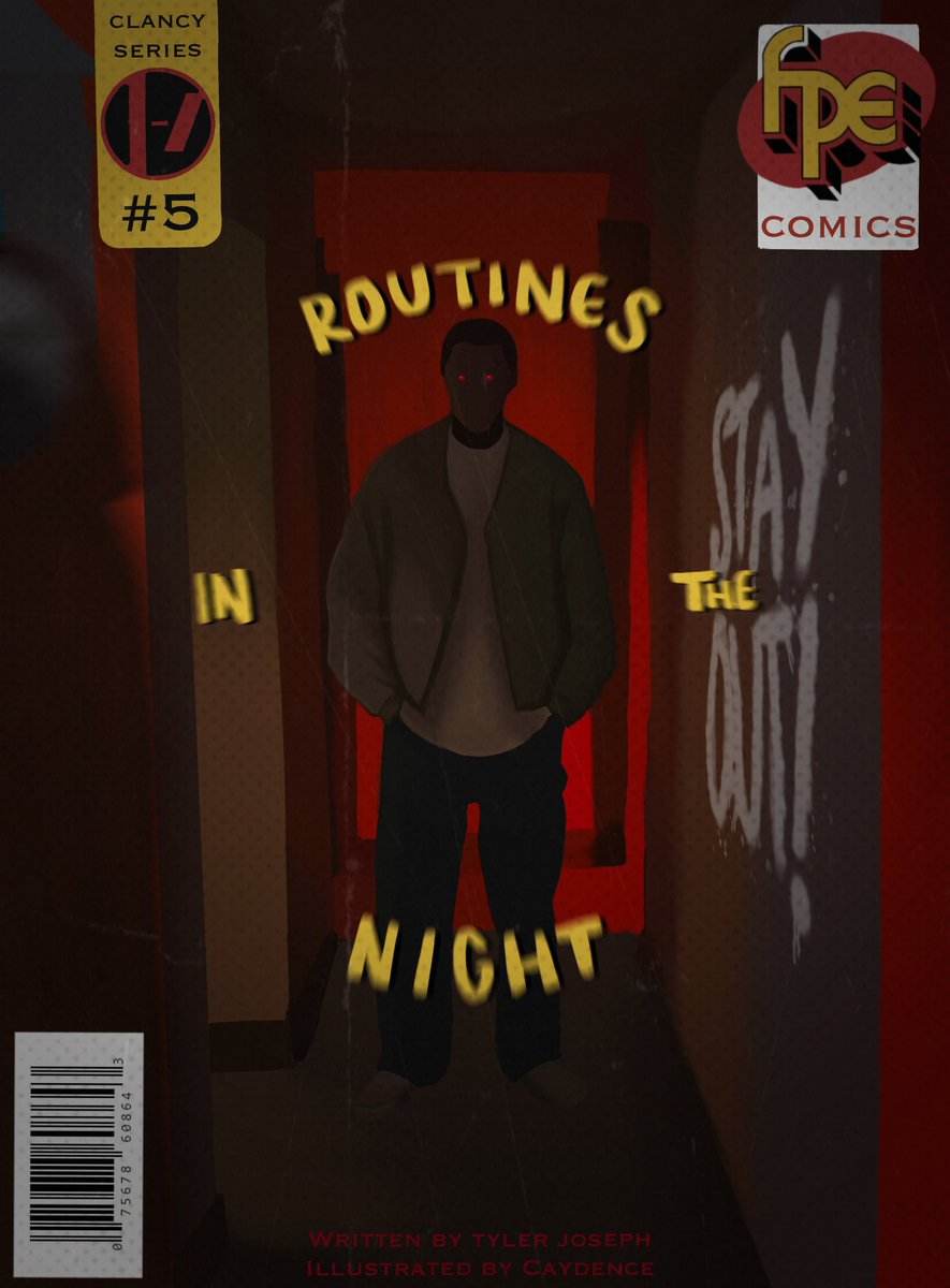 holdingontoTS's tweet photo. clancy comics || routines in the night #cliqueart #clancycomicscollab @twentyonepilots https://t.co/T1HrO7rcyq