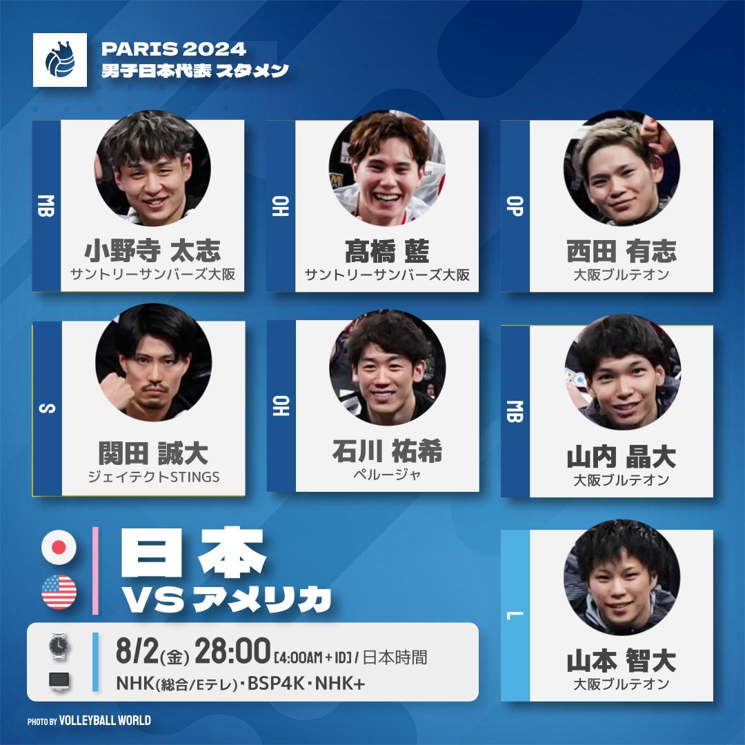 🚨スタメン発表🚨 🇯🇵#バレーボール男子日本代表 🏆パリ2024