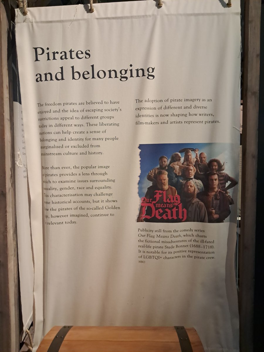 merryfinches's tweet photo. So did anyone know that the National Maritime Museum in Cornwall has a WHOLE CORNER dedicated to Queer Pirates!? Featuring none other than Ed Babygirl Teach as the FIRST thing you see when you walk in? 🥹💕🏴‍☠️🏳️‍🌈 https://t.co/GHkmIzdCwc