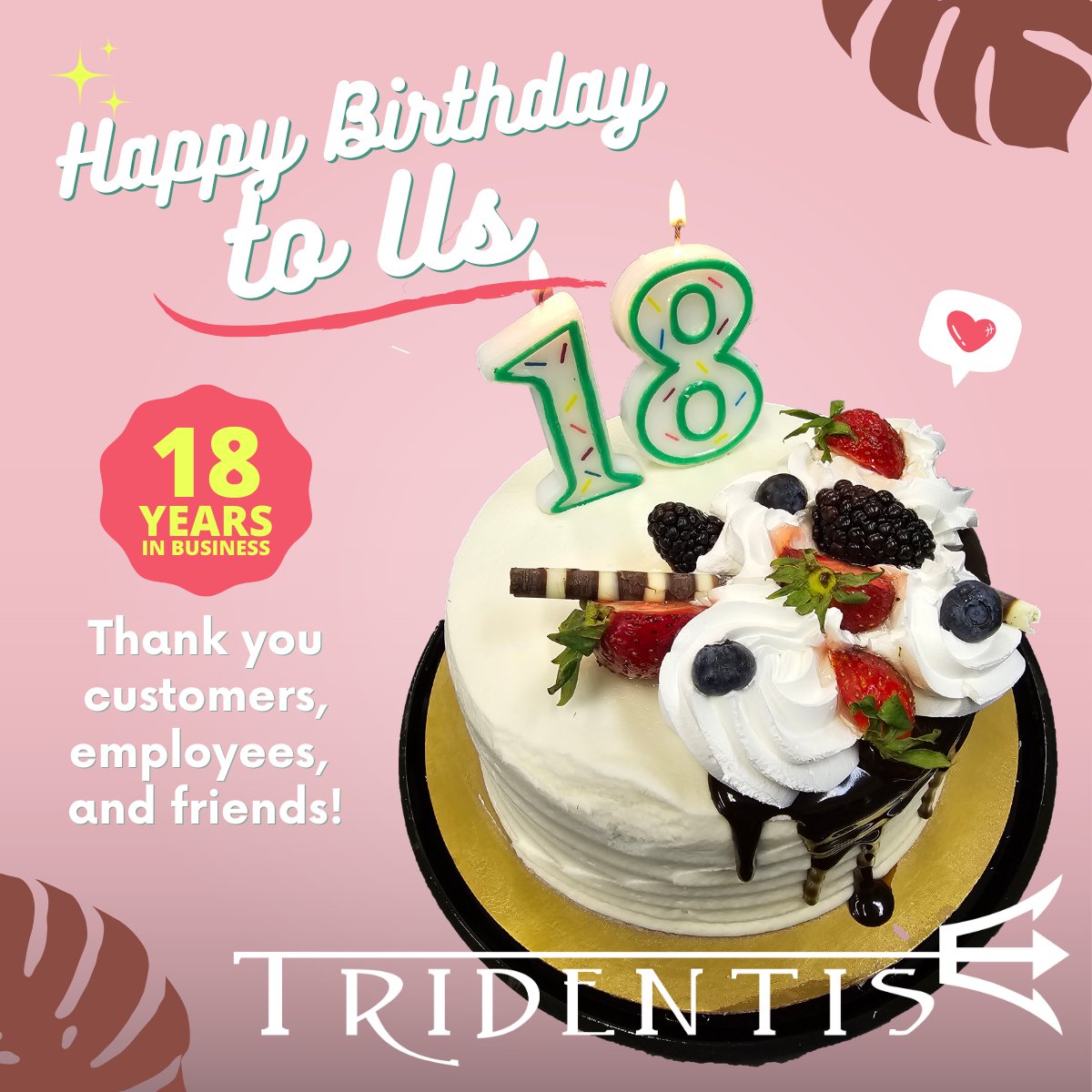 Tridentis's tweet photo. Tridentis is celebrating its birthday today! Thanks to our many customers, partners, and friends for making these eighteen years so successful. As we continue to grow, we look forward to more achievements as the "next generation" naval engineering small business! #happybirthday https://t.co/G0h52Plmjy