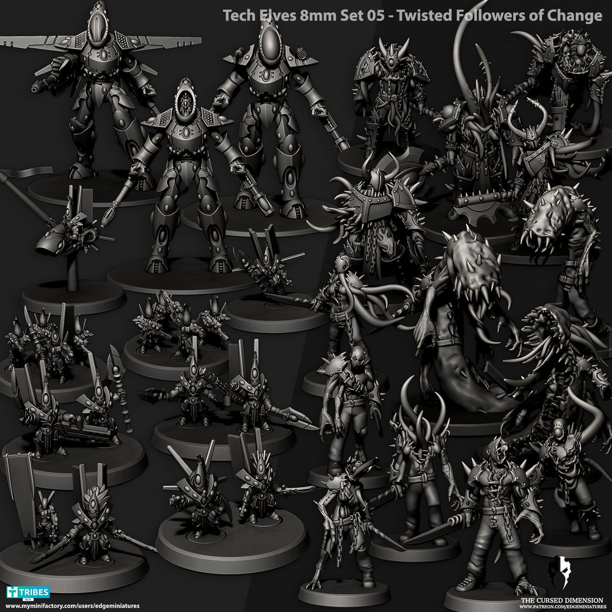 PascalCleroux's tweet photo. September release is live! Set comes with Tech Elves 8mm Set 05 : SkyTitans, Elite Warriors and Highborns.  Twisted Followers of Change comes with Twisted Cultists, Twisted Warriors and Twisted Spawns. Big set! https://t.co/hOjJe6P3kw / https://t.co/A06cizHB0y https://t.co/8t3tXcmtlL