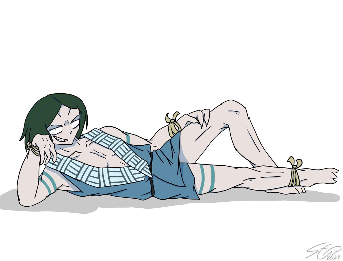 StelsunD's tweet photo. #kny #templedemon 
It was supposed to look like those new illustrations of Rengoku &amp; Uzui, but halfway through i realised that i got the pose a little wrong. https://t.co/SE81pB6zy0