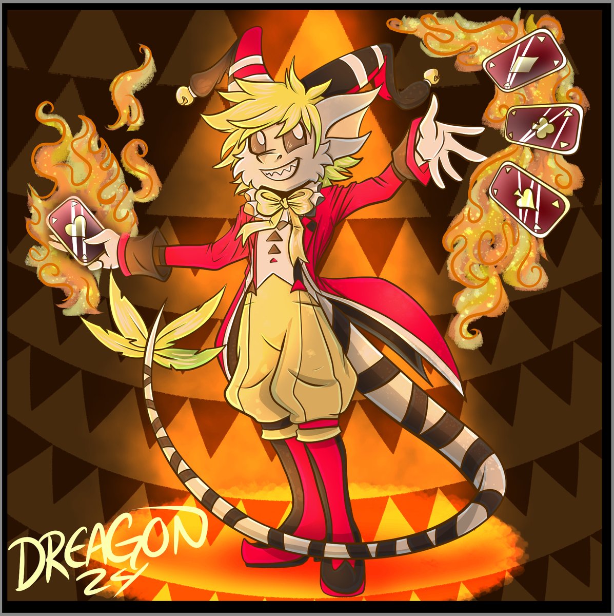 DreagonArtz's tweet photo. Happy Clown Week!
#ClownWeek #edizenigma #dreagonarchivesmascot #dragonoc #flamingcards #magicshow #happy #silly #autumncolors https://t.co/PSmyvlTHFb