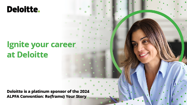 DeloitteUS's tweet photo. The @alpfa Convention is almost here and we’re a platinum sponsor. Let’s connect and Re{frame} Your Story. #ALPFAmilia https://t.co/oO7YgdRiuf https://t.co/5YTTJU7vbG