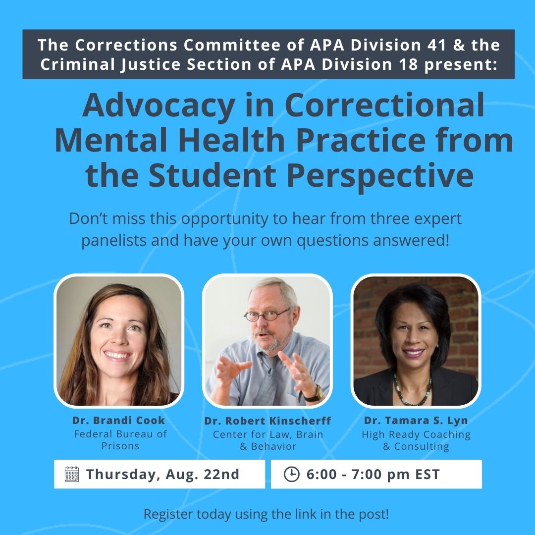 Are you a trainee working in corrections and feeling stuck about how to advocate for your clients or yourself? Or are you interested in working in corrections and want to make sure you have the tools to engage effectively in advocacy? Join us!

us02web.zoom.us/meeting/regist…
