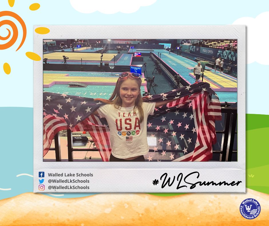 WalledLkSchools's tweet photo. Keith Elementary's Louise S. cheering on the USA women's gymnastics team in Paris during the Olympics team finals 🇺🇸
Show us how you're spending summer break for a chance to be featured on social media! Send your photos to info@wlcsd.org 💙 #WLSummer #WEareWLCSD @KeithElementary https://t.co/xeZInChpdK