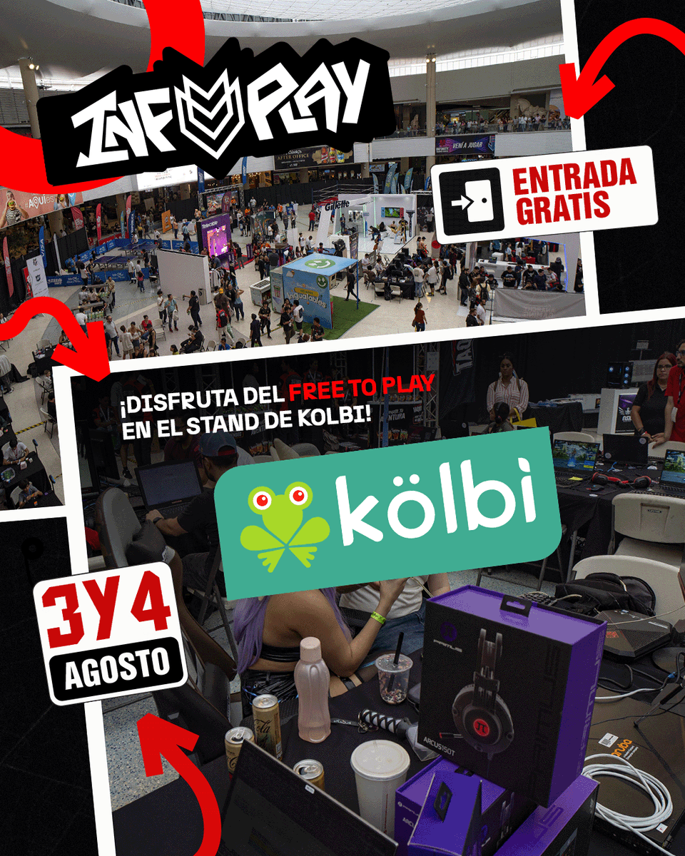 INFINITYPlayCR's tweet photo. ¡#FreeToPlay EN EL STAND DE KOLBI!🎪
@kolbi trae un área #FreeToPlay para que puedas jugar con tus amigos en el #INFINITYPlay. 🚀
Este 3 y 4 de agosto, sé parte del juego y vení a jugar en el Mall Oxígeno, ES GRATIS📍
#INFPlay #INFPlay2024 #CostaRica https://t.co/MYobrwZjAS