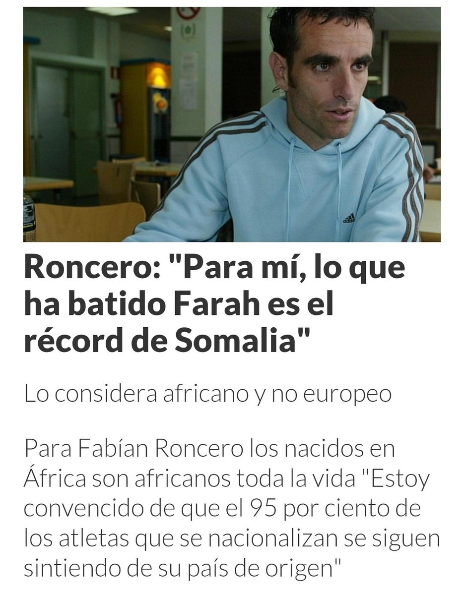 Quiero ver la cara de Fabián Roncerdo ahora que le ha quitado el récord de España Thierry Ndikumwenayo, cuando le quito un récord de europa Mo Farah (Atleta que llegó a Reino Unido de niño y se formó allí) soltó esto...