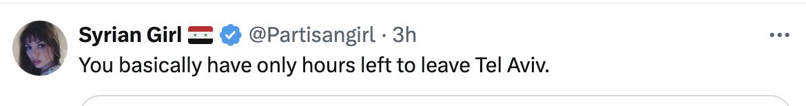 Partisangirl's tweet photo. Tried to warn you, you had only hours to leave Tel Aviv. https://t.co/2IQ8Cl0jsS