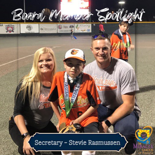 miracleleagueaz's tweet photo. I’m Stevie Rasmussen and I got involved in MLAZ through the Boedigheimer family and @BeaverBaseball . After volunteering, I joined the board in 2021. I love seeing the joy that MLAZ brings. Baseball is a huge part of my life and I am excited to serve and help Miracle League grow! https://t.co/5M6jsVDZOr