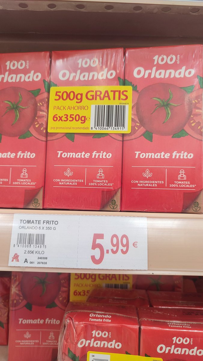 ferpxi's tweet photo. Me hacen gracia los packs ahorro de los hipermercados. ¿Verdad @alcampo ? Tomate frito orlando 1 brick 0'95€ y el "pack ahorro" de 6 bricks 5'99€. No os fiéis de los packs ahorro de los hipermercados. https://t.co/PgcOwklsyZ