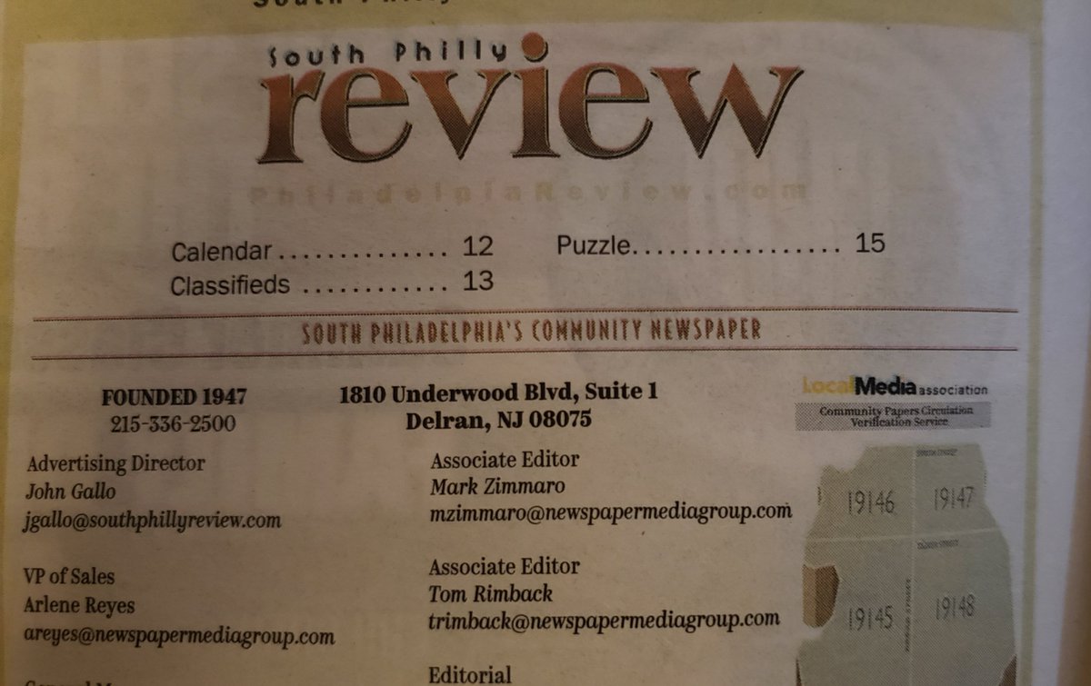 The offices for the South Philly Review are located in Jersey?