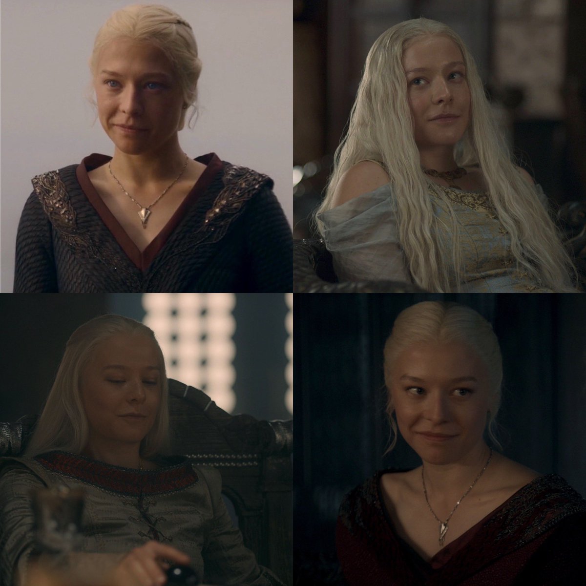thinkdarcy's tweet photo. obsessed with rhaenyra’s little smirk https://t.co/bfXlHaYfml