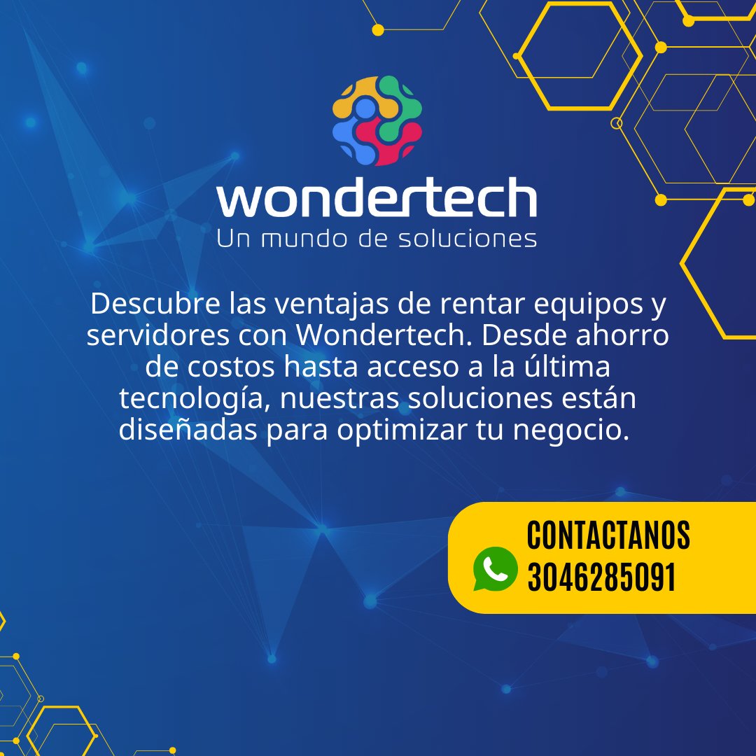 wondertechwth's tweet photo. 📢 ¡Descubre las ventajas de rentar equipos y servidores con Wondertech! Desde ahorro de costos hasta acceso a la última tecnología. 

#Wondertech #RentaDeEquipos #Servidores #Tecnología #Innovación #Negocios https://t.co/mgt2KB2smS