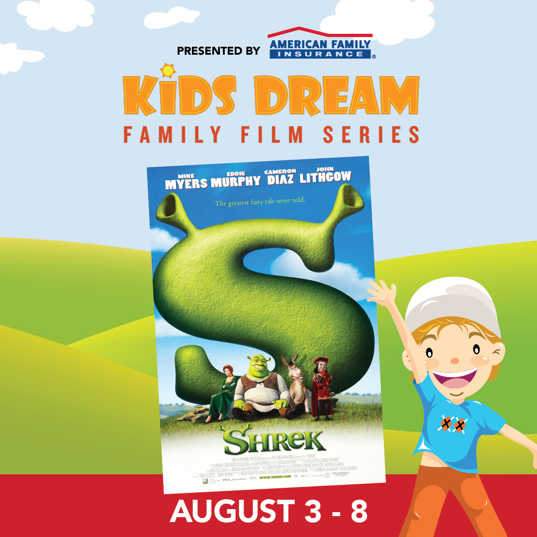 jdf003's tweet photo. SHREK IS BACK! See it at Marcus Theatres as part of the Kids Dream Summer Film Series, presented by American Family Insurance. Get two free movies passes or tickets for $3! See the lineup. https://t.co/JpH3sUpEgL https://t.co/ZHoO113B7j