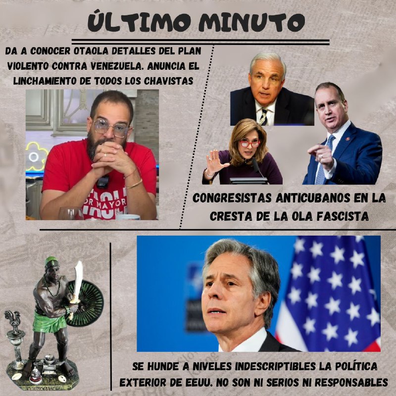 Da a conocer Otaola detalles del plan violento contra #Venezuela. Reconoce como objetivo primario el linchamiento en las calles de los chavistas. Congresistas anticubanos de Florida en la cresta de la ola fascista. Se hunde más política exterior de EEUU. Hoy en YouTube. #Cuba