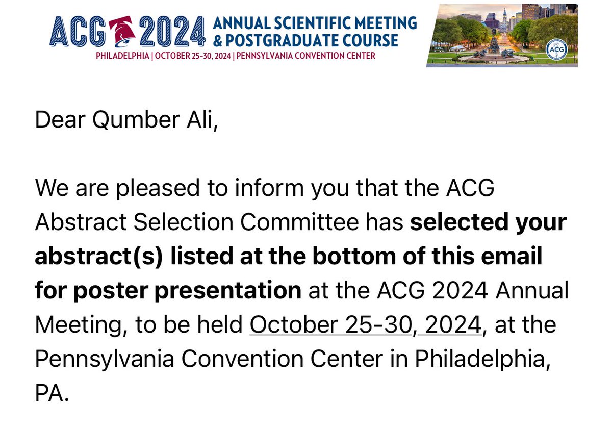 QumberAlii's tweet photo. 📣 Looking forward to sharing our latest work at @AmCollegeGastro and @AASLDtweets this fall! Grateful to @thandahan for her vision and @LeithGhani for all his help. See you 🔜 Philly and San Diego! #GItwitter #ACG2024 #MedTwitter https://t.co/7LAlBg5R4V
