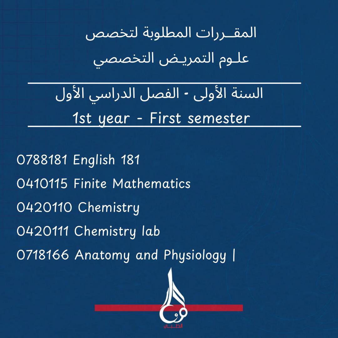 Nursing subjects 
First year - “ First semester “

#manar_6ibbi ❤️💙