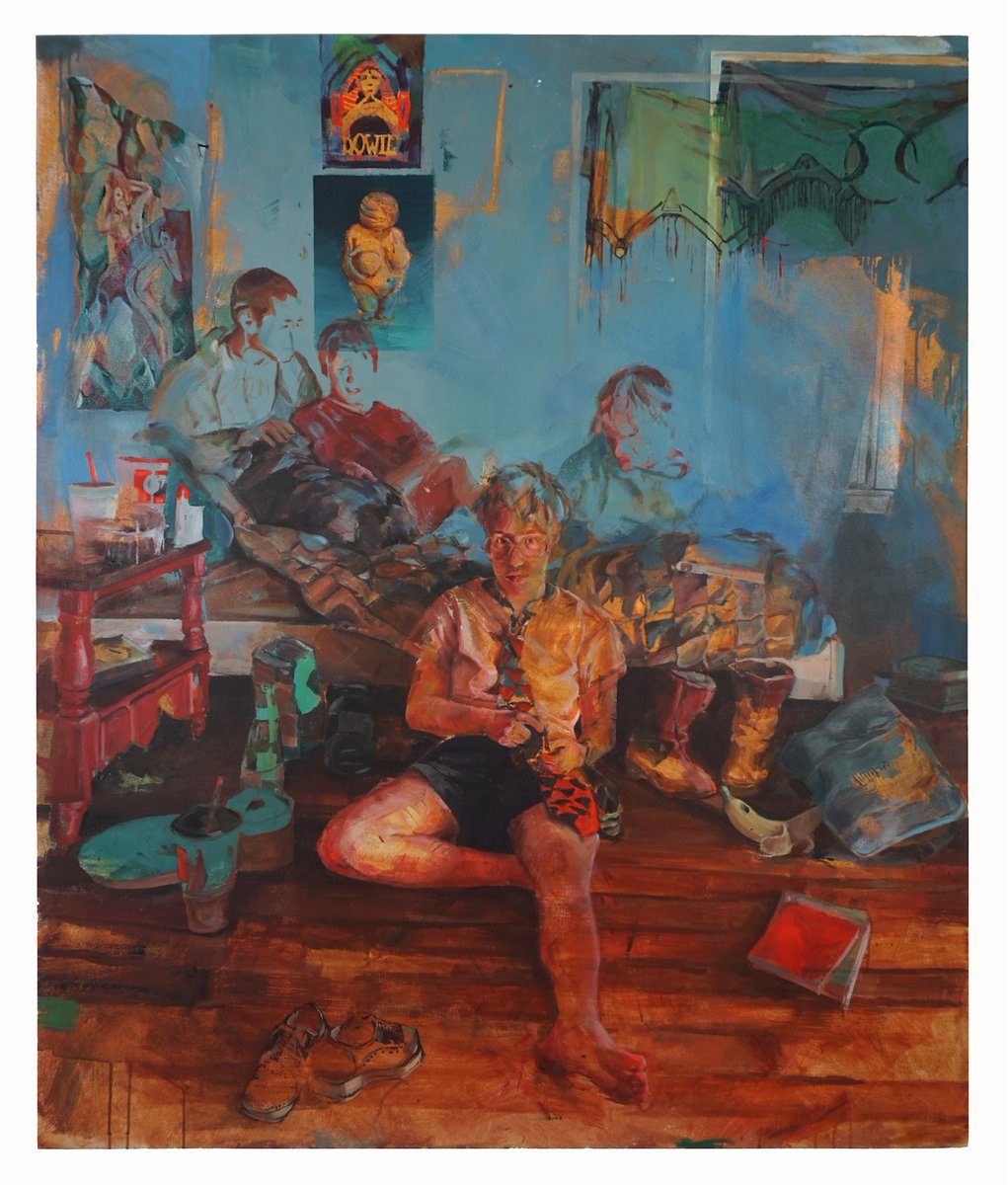 StudioBreak's tweet image. A brand new podcast #307 with Lily Madden is now available, so give it a listen on studiobreak.com, #spotify, #applepodcasts, or wherever you listen! This painting is called “Ezra” and is acrylic on canvas from 2024; listen here: davidlinneweh.com/studio-break/l…