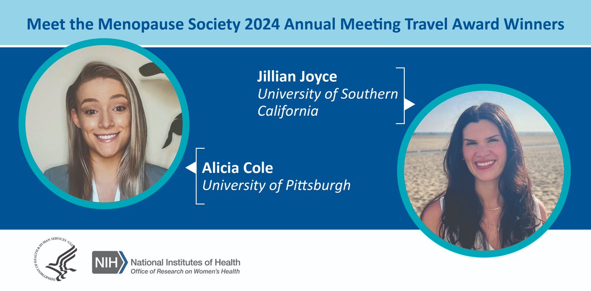 NIH_ORWH's tweet photo. Congratulations are in order! ORWH has announced @JillianLJoyce and Alicia Cole as the winners of the travel awards for the @MenopauseOrg 2024 Annual Meeting held September 10-14 in Chicago, IL. https://t.co/tZ4YA9RSRj https://t.co/1IluTAaCDq