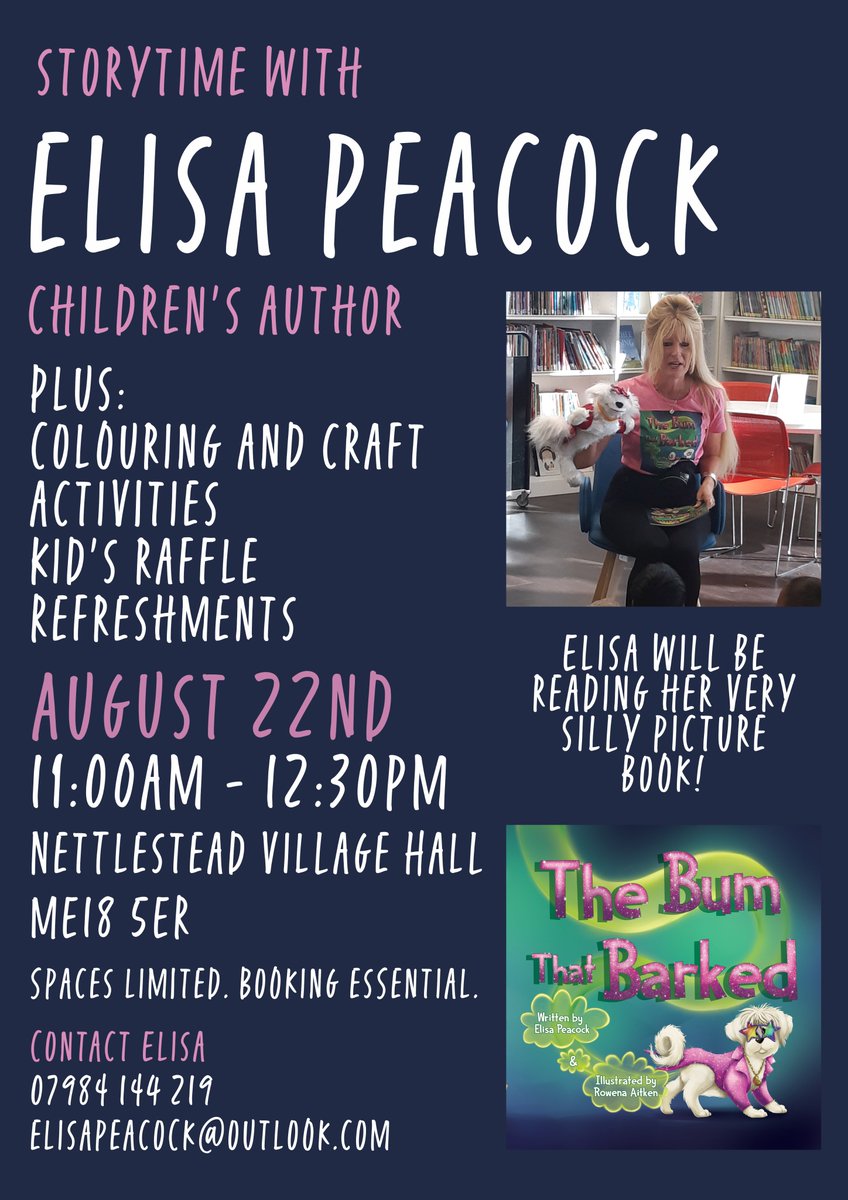Elisa Peacock (@elisapeacock) on Twitter photo Story time with my very silly #picturebook #thebumthatbarked ๐ถ
Enjoy some delicious refreshments while I keep your little one's busy!
#maidstone
#summerholidays
#crafting
#colouring
#storytime
#thingstodoinkent
#AuthorsOfTwitter
#AuthorLife
<a href="/AUK_News/">AUK Entertainment</a>
<a href="/TinyTreeBooks/">Tiny Tree Books ๐</a> Story time with my very silly #picturebook #thebumthatbarked ๐ถ
Enjoy some delicious refreshments while I keep your little one's busy!
#maidstone
#summerholidays
#crafting
#colouring
#storytime
#thingstodoinkent
#AuthorsOfTwitter
#AuthorLife
<a href="/AUK_News/">AUK Entertainment</a>
<a href="/TinyTreeBooks/">Tiny Tree Books ๐</a>